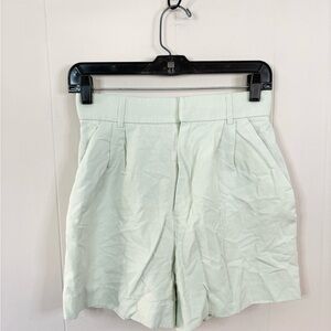 Zara mint green linen blend high rise trouser shorts size SM blogger favorite